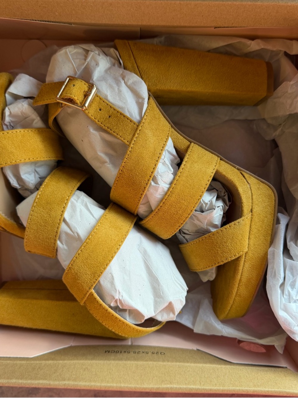Mustard Yellow Suede Block Heel Sandals